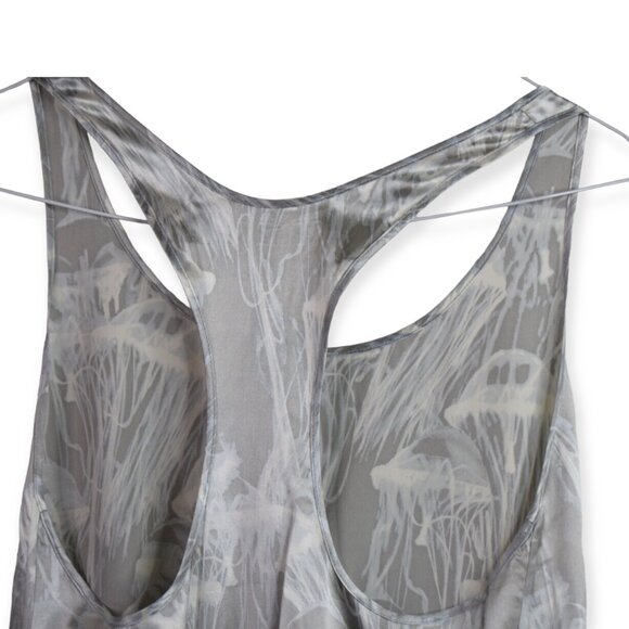 Helmut Lang Tank M Womens Gray Printed Scoop Neck Sleeveless Silk Blend - Picture 11 of 11
